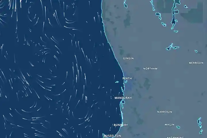 Modelled surface currents off the Perth coast
