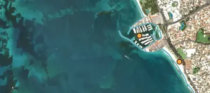 Satellite layer: imagery of reefs and weed beds